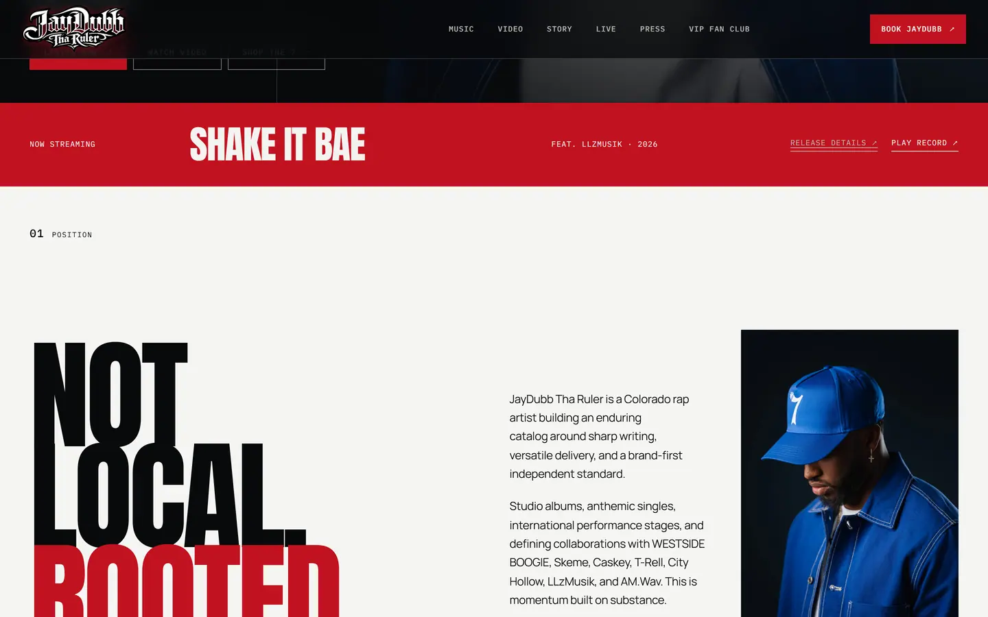 JAYDUBB THA RULER production website interface